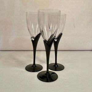 ALEXANDRA-BLACK STEMWARE by MIKASA  (3) WINE GLASSES LIKE NEW CONDITION
